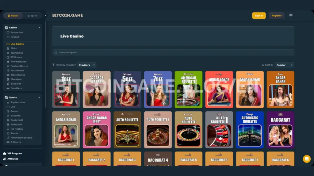 BITCOINGAME LIVE CASINO