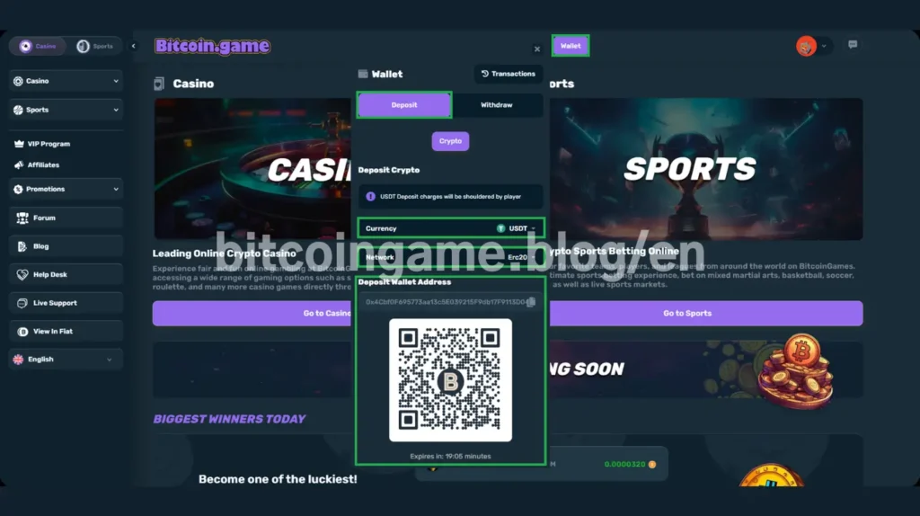 Bitcoin.Game Deposit
