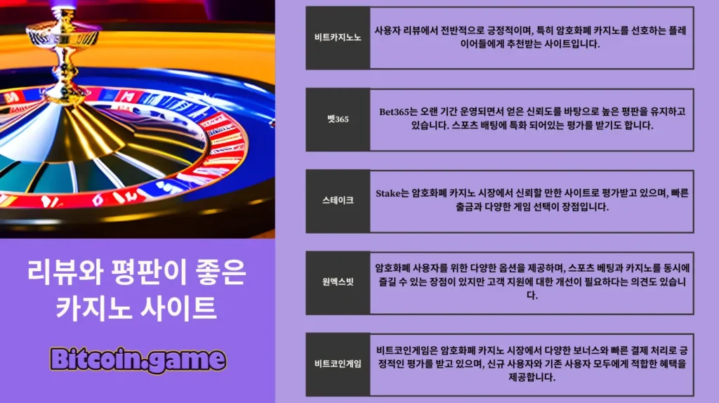 리뷰와 평판이 좋은 카지노 사이트